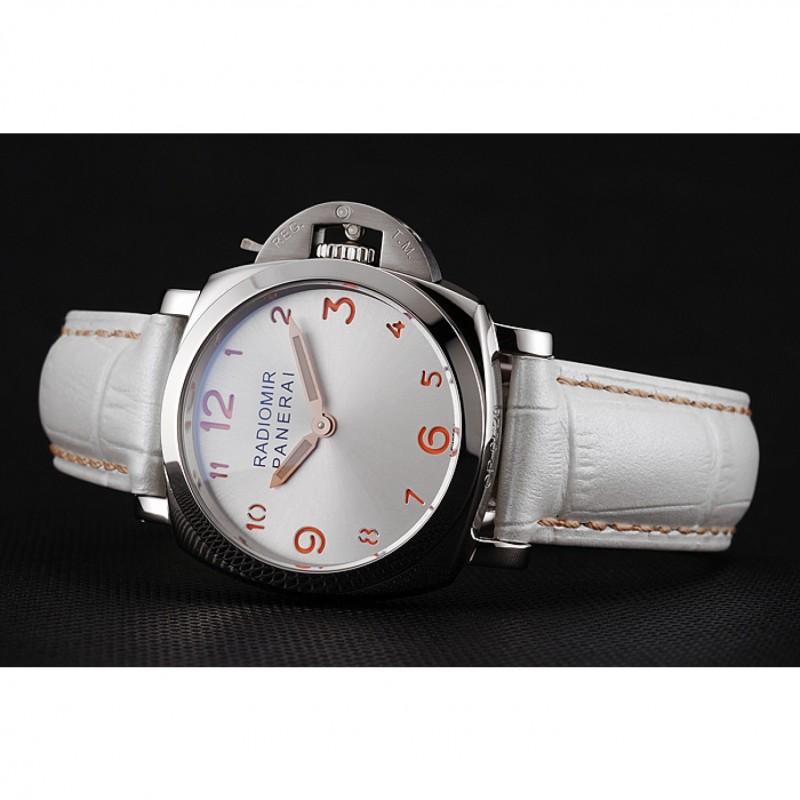 High Quality Panerai Radiomir White Dial Stainless Steel Case White Leather Strap 1453805-3