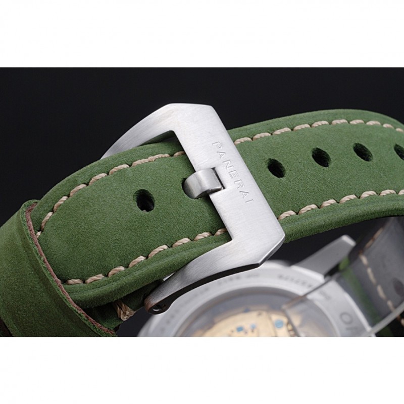 Panerai Luminor GMT Stainless Steel Bezel Green Leather Bracelet 622318-5