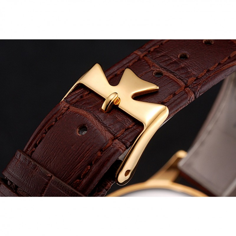 Vacheron Constantin Patrimony Chronometre Royal Gold Dial Gold Case Brown Leather Strap-5