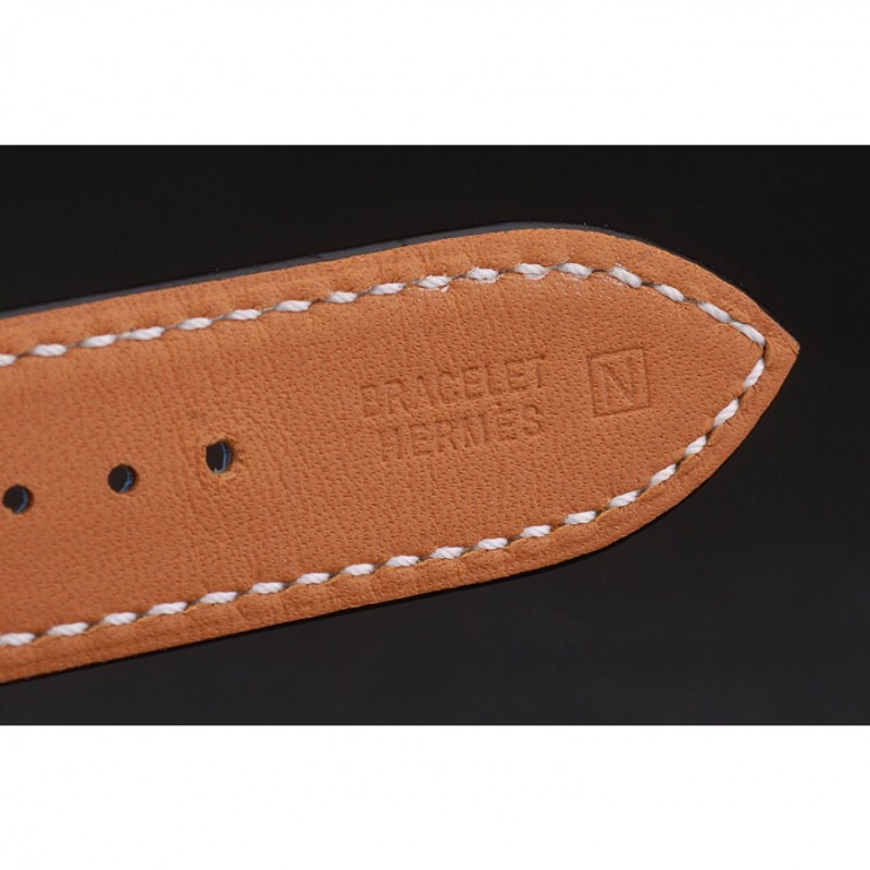Hermes Heure H Rose Gold Diamond Encrusted Bezel Blue Leather Strap White Dial 80238-8