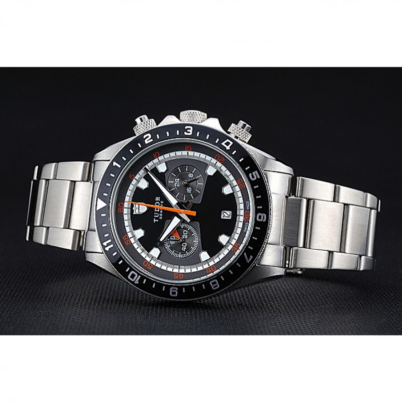 Tudor Heritage Chronograph Black Dial Stainless Steel Bracelet 622418-4