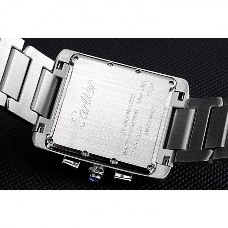 Cheap Cartier Tank MC Black Dial Stainless Steel Case And Bracelet 622698-7