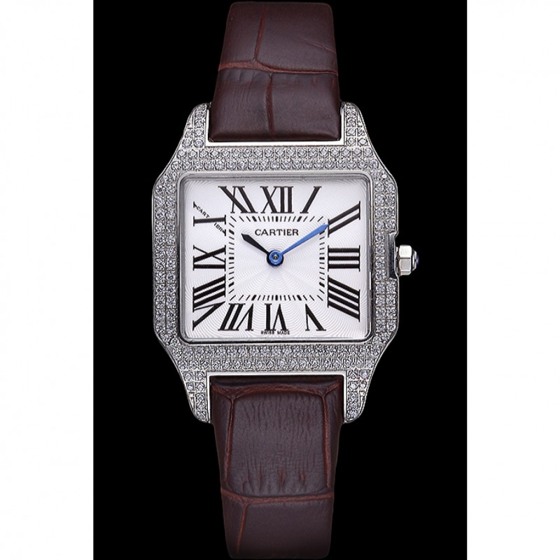 Cheap Replica Watches Cartier Santos 100 Diamond Silver Bezel 621908-1