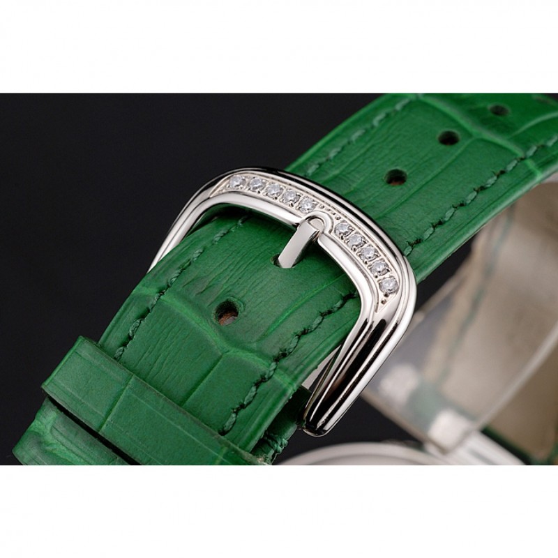 Franck Muller Double Mistery Ronde White Dial Stainless Steel Case Green Leather Strap-5