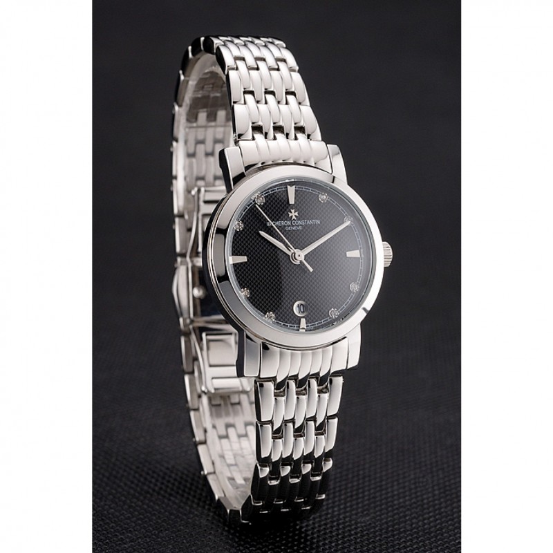 Vacheron Constantin Fine Black Dial Silver Marks Stainless Steel Case And Bracelet-2