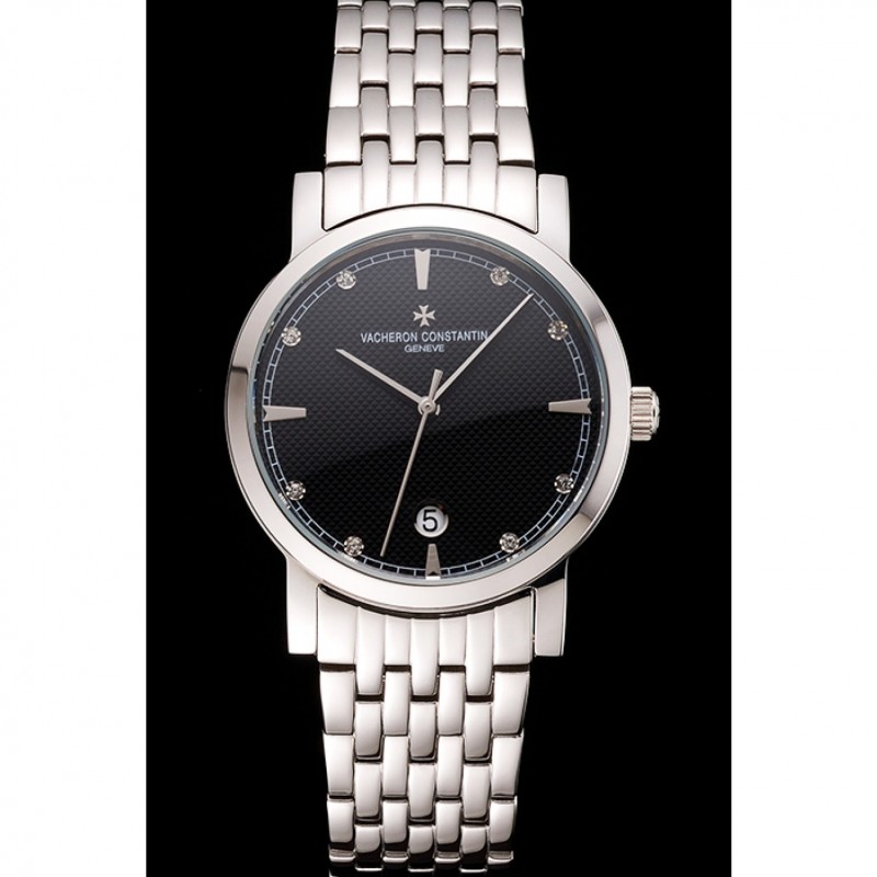 Vacheron Constantin Fine Black Dial Stainless Steel Case And Bracelet-1