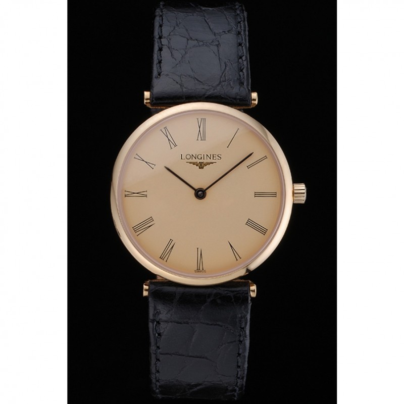 Longines La Grande Classique Champagne Dial Black Leather Band Homme 622123-1