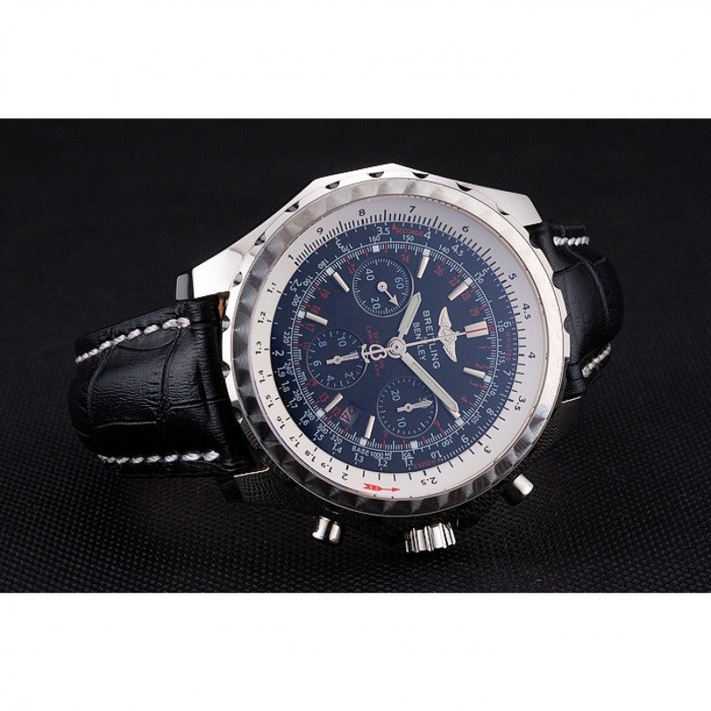 Swiss Breitling Bentley Black Croco Leather Bracelet Black Dial 80286-4