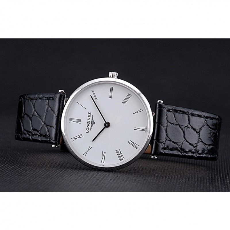 Longines La Grande Classique White Dial Black Leather Band Homme 622127-4