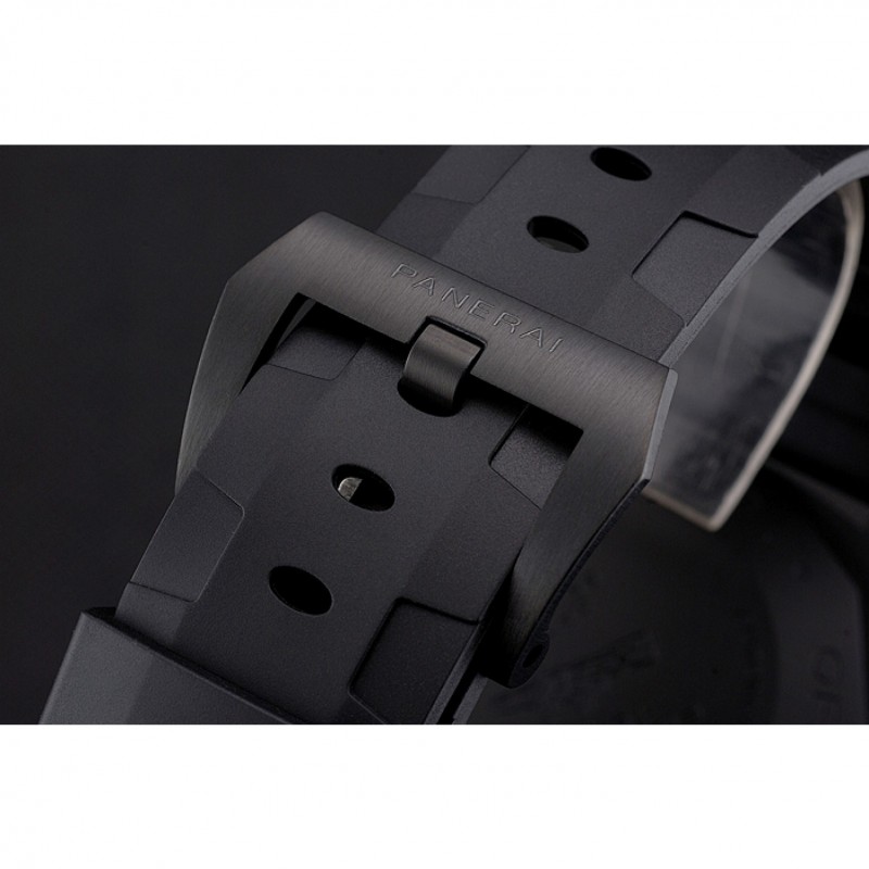 Panerai Luminor Submersible Flyback Date Black Dial Yellow Markings Black Ionized Case Black Rubber Strap-5