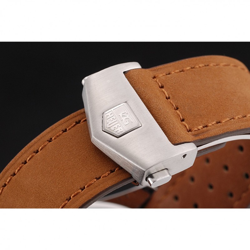 Tag Heuer Carrera SpaceX Silver Bezel with Black Dial and Light Brown Leather Strap tag265 621536-5
