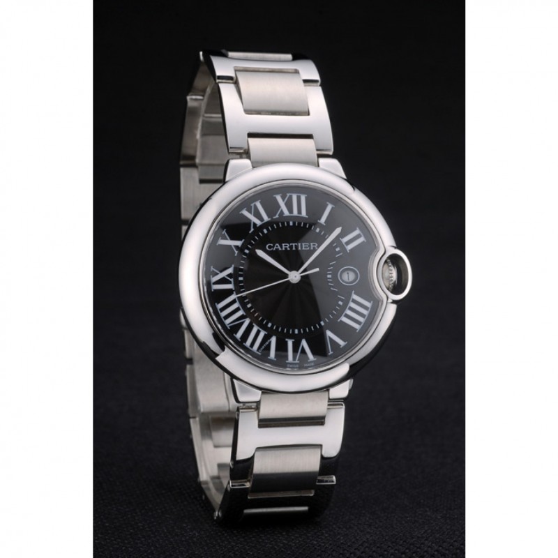 High Quality Replica Watches Cartier Ballon Bleu 42mm Black Dial Stainless Steel Case And Bracelet-2