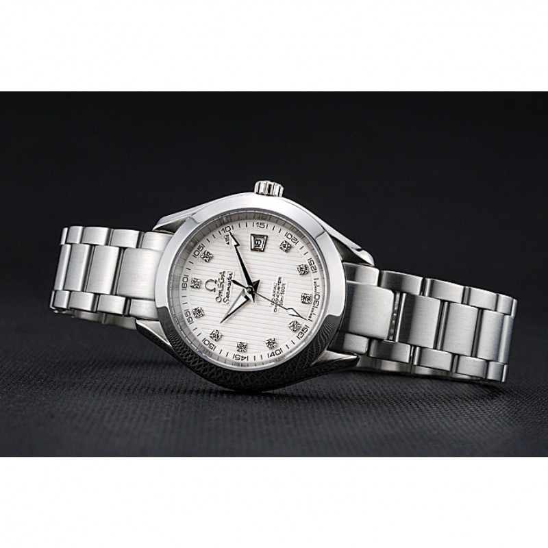 AAA Omega Seamaster Aqua Terra White Dial Diamond Numerals Stainless Steel Bracelet 622444-4
