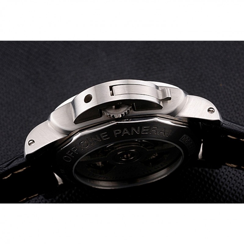 Panerai Luminor Marina 1950 Black Dial Brushed Steel Case Black Embossed Leather Strap-7