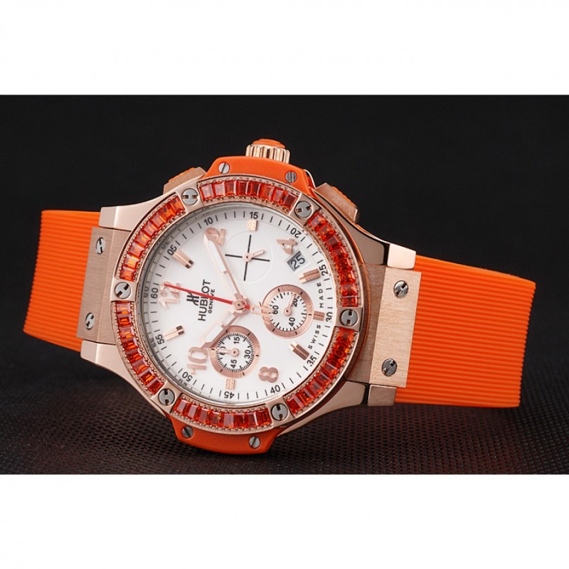 Hublot Big Bang Tutti Frutti Orange Strap Gold Dial-3