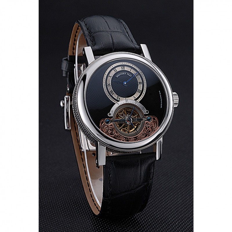 Breguet Classique Grande Complication Tourbillon Silver Case Black Dial Black Leather Strap 622212-2