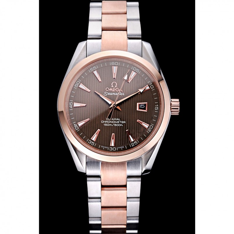 High End Replica Watches Omega Seamaster Brown Dial Two Tone 622168-1