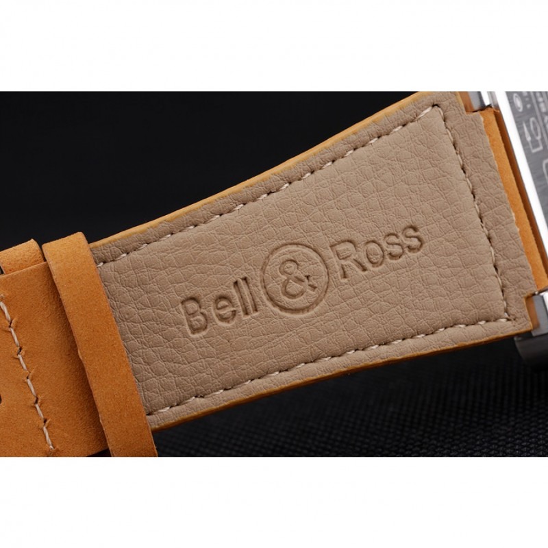 Luxury Bell and Ross BR 03-94 Black Dial Silver Case Brown Leather Strap-7