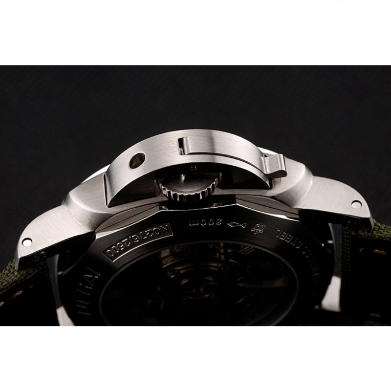 High Quality Panerai Luminor 1950 3-Days GMT Silver Case Black Dial Green Bracelet 1454016-7