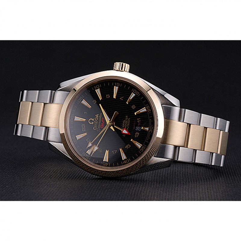 High Quality Omega Seamaster Planet Ocean GMT Black Dial Two Tone Band 622396-4
