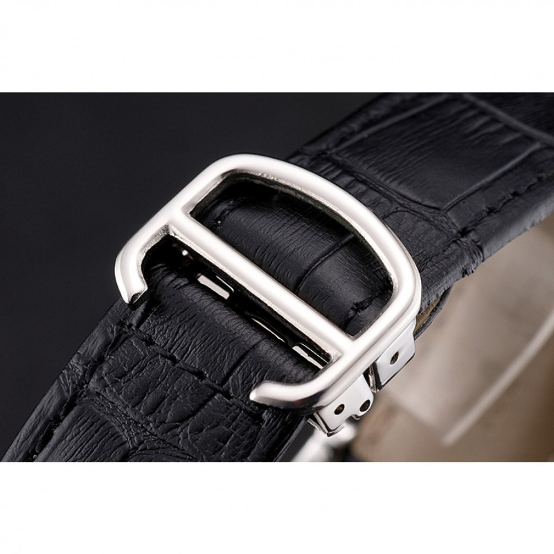 Swiss Cartier Rotonde Annual Calendar White Dial Stainless Steel Case Black Leather Strap-6