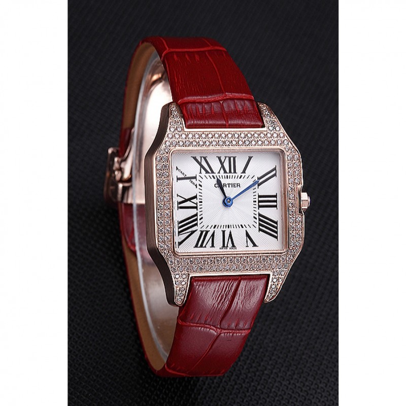 Cartier Santos 100 Diamond Rose Gold Bezel 621917-2
