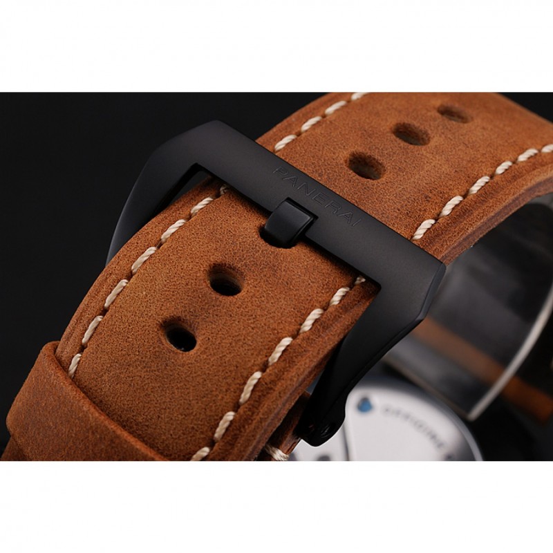 High Quality Replica Watches Swiss Panerai Luminor 1950 Brown Dial Black PVD Case Brown Suede Leather Strap 1453848-5