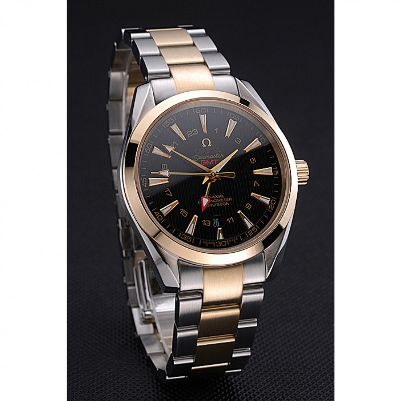 High Quality Omega Seamaster Planet Ocean GMT Black Dial Two Tone Band 622396-2