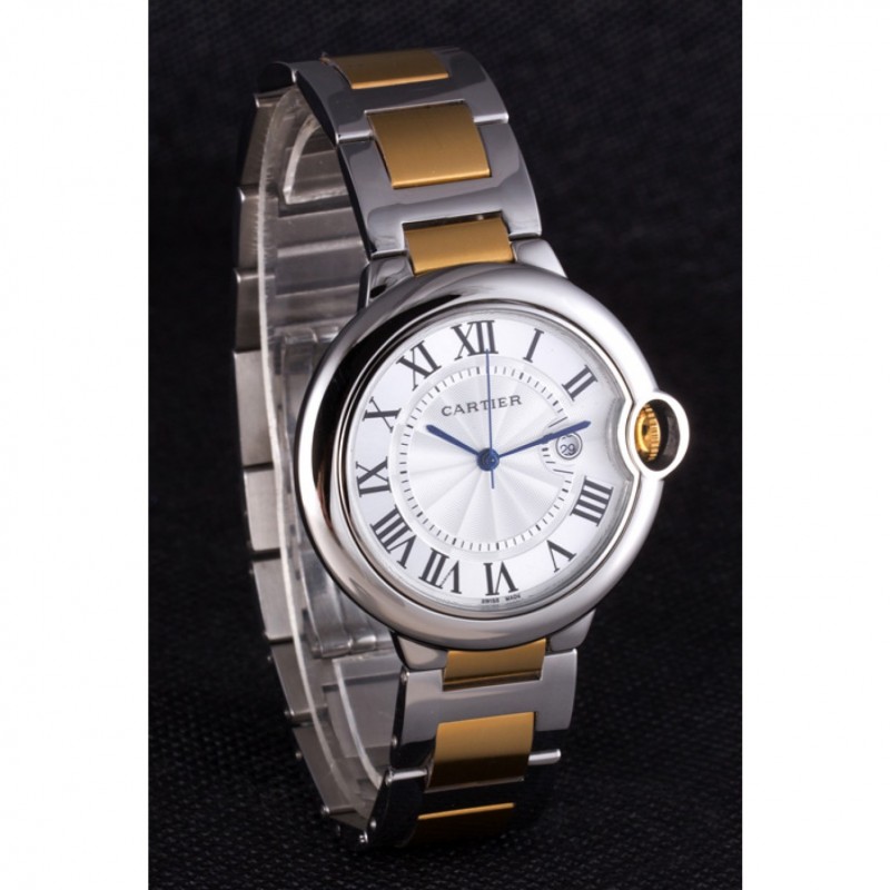 High End Replica Watches Cartier Ballon Bleu 42mm White Dial Stainless Steel Case Two Tone Bracelet-2