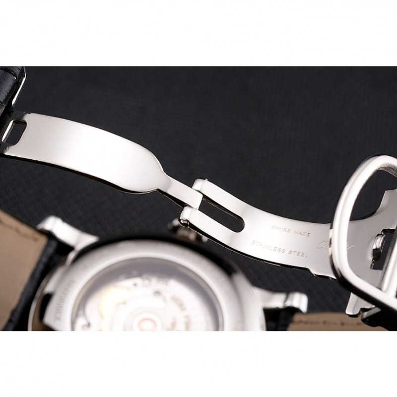 Swiss Cartier Rotonde Annual Calendar White Dial Stainless Steel Case Black Leather Strap-7