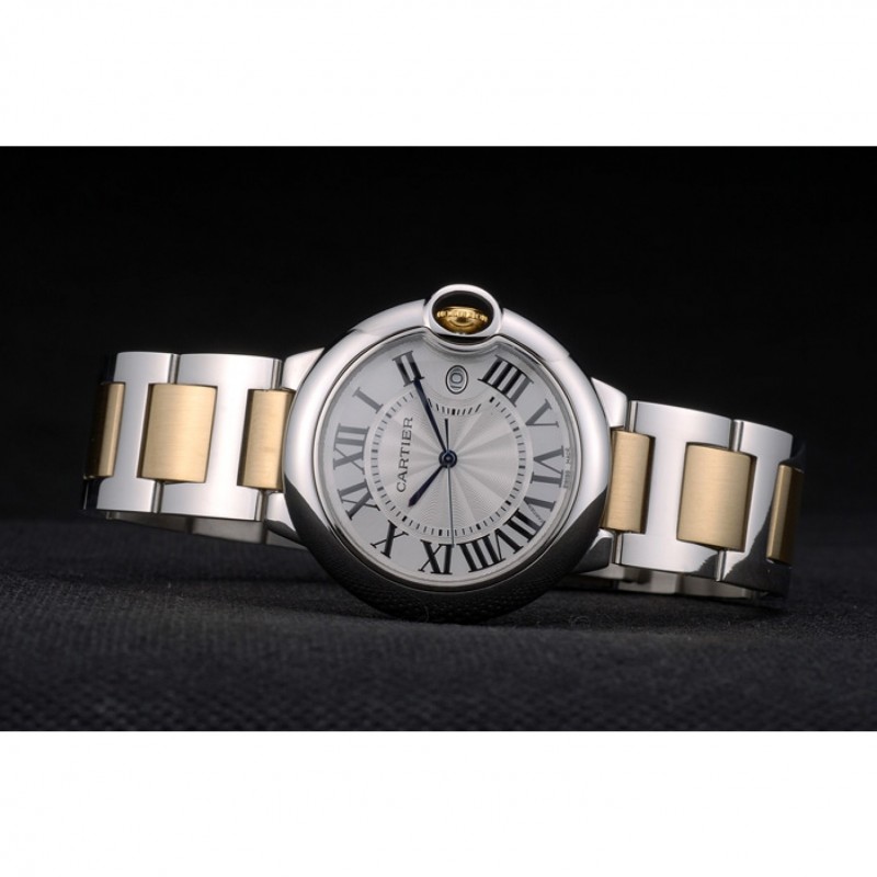 Cartier Ballon Bleu 38mm White Dial Stainless Steel Case Two Tone Gold Bracelet-4