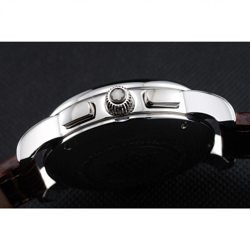 Cheap Replica Watches Montblanc Twinfly Chronograph White Dial Brown Leather Bracelet 1454117-8