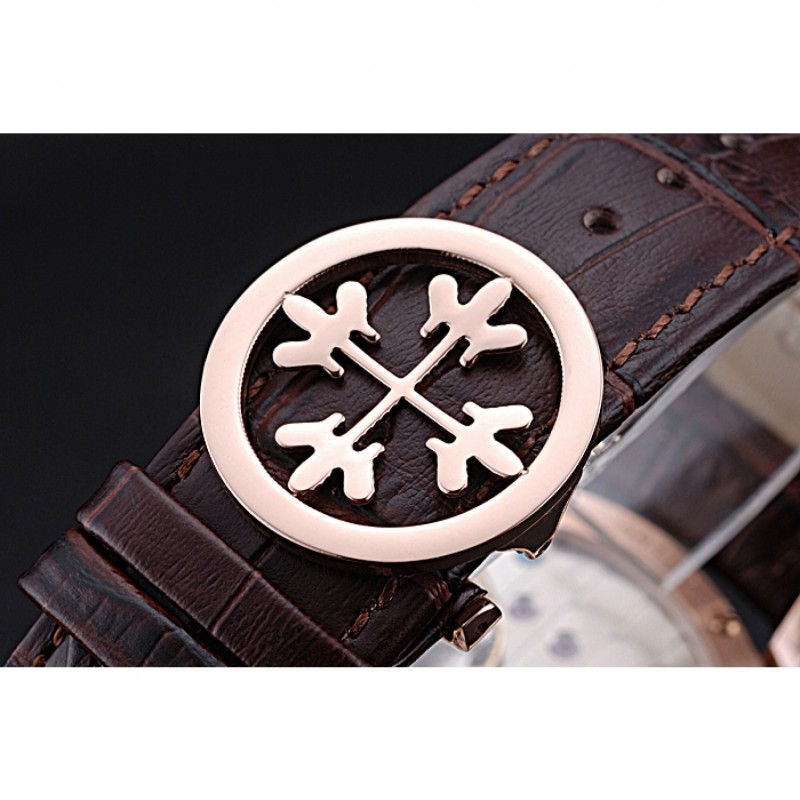 High Quality Replica Watches Patek Philippe Geneve Grand Complications Rose Dial Tourbillon Brown Leather Band 622158-8
