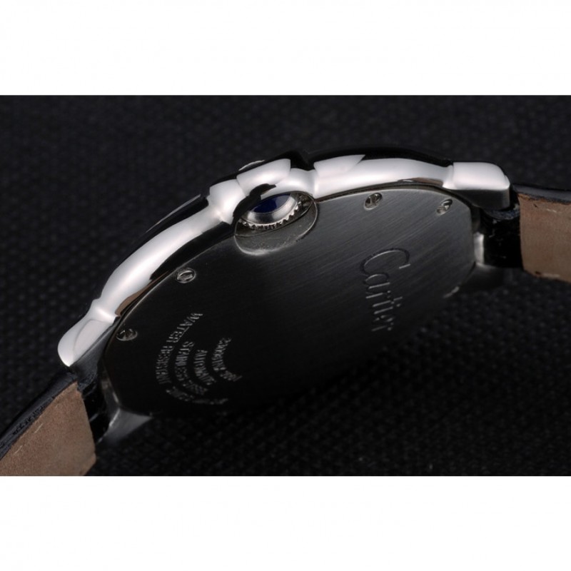 SS Cartier Ballon Bleu 42mm Black Dial Stainless Steel Case Black Leather Bracelet-8