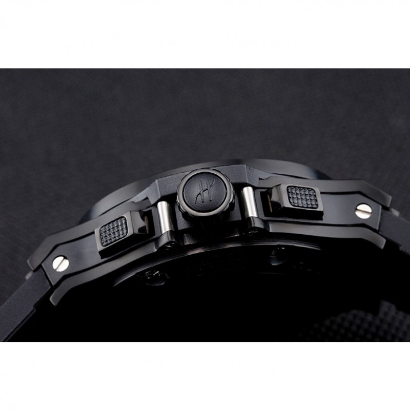 Luxury Hublot Big Bang Carbon Dial Carbon Case And Bezel Black Leather Strap 622773-8