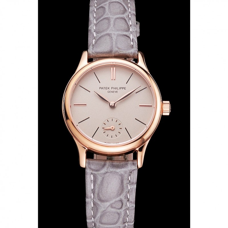 Patek Philippe Calatrava Gray Dial Rose Gold Case Gray Leather Strap-1