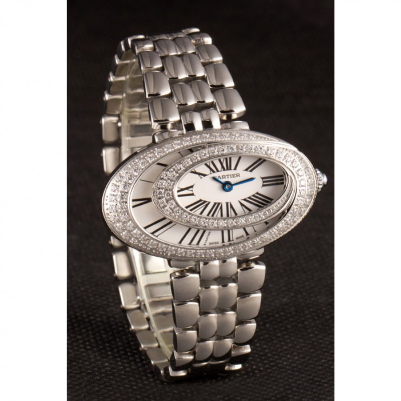 Best Cartier Baignoire Hypnose White Dial Diamonds Steel Case Steel Bracelet-2