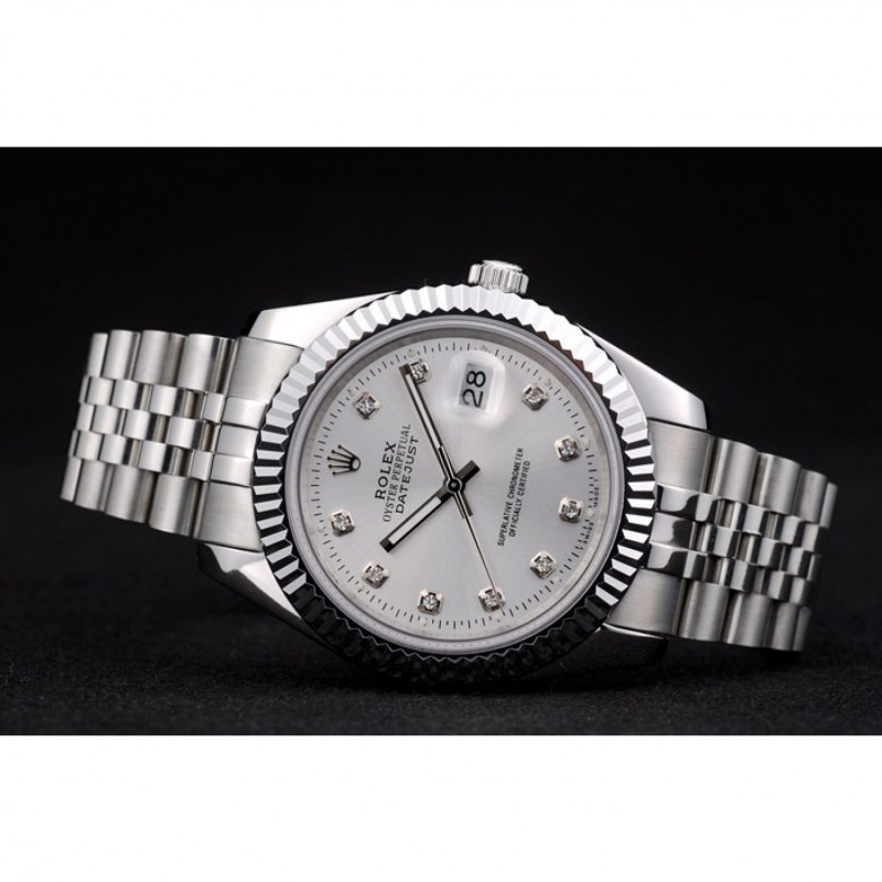 High Quality Rolex DateJust Stainless Steel Ribbed Bezel Silver Dial 41977-4