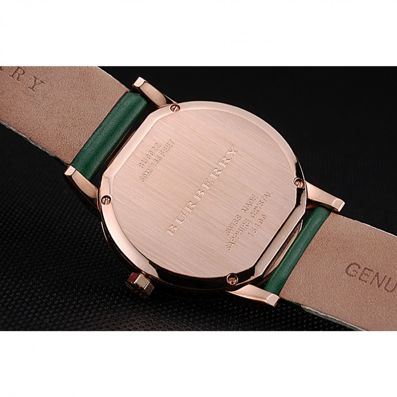 Burberry The City Classic Silver Dial Green Bracelet 622564-6