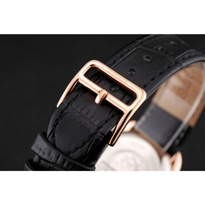 Hermes Classic Croco Leather Strap Black Dial 801398-5