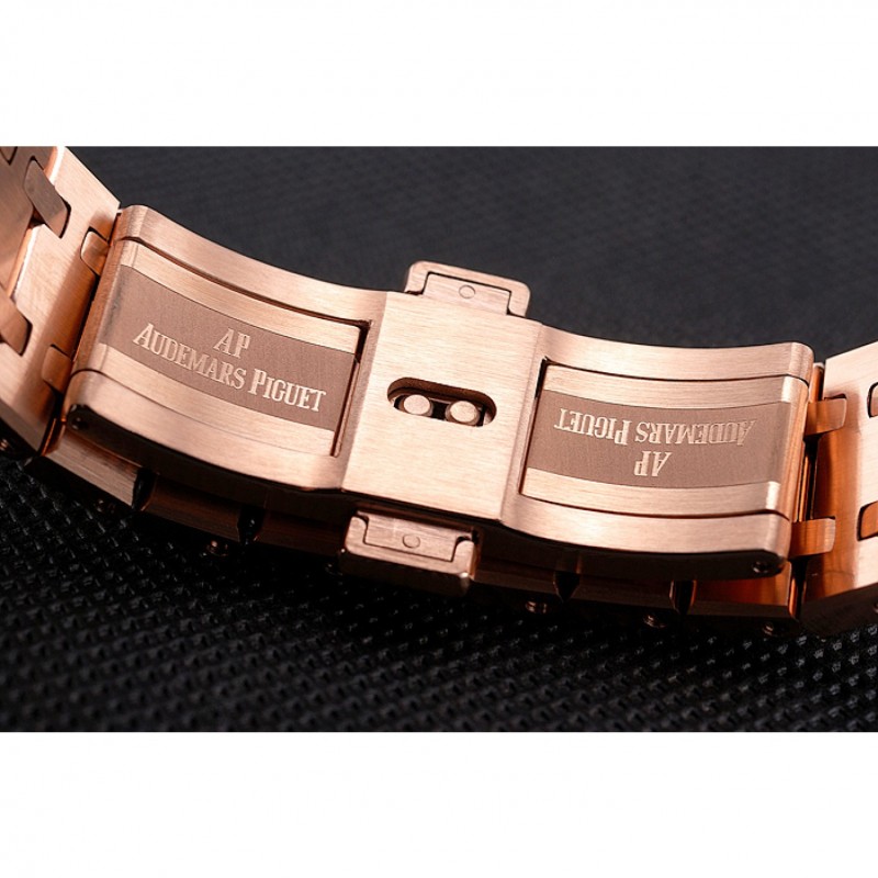 Swiss Audemars Piguet Royal Oak Black Dial Rose Gold Case And Bracelet-5