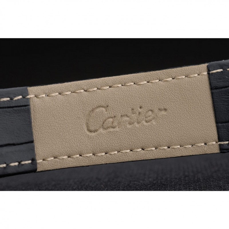 Cartier Tank Anglaise 30mm White Dial Gold Case Black Leather Bracelet-6