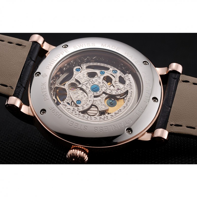 Patek Philippe Grand Complications Black Skeleton Dial Rose Gold Case Black Leather Strap 1453809-7