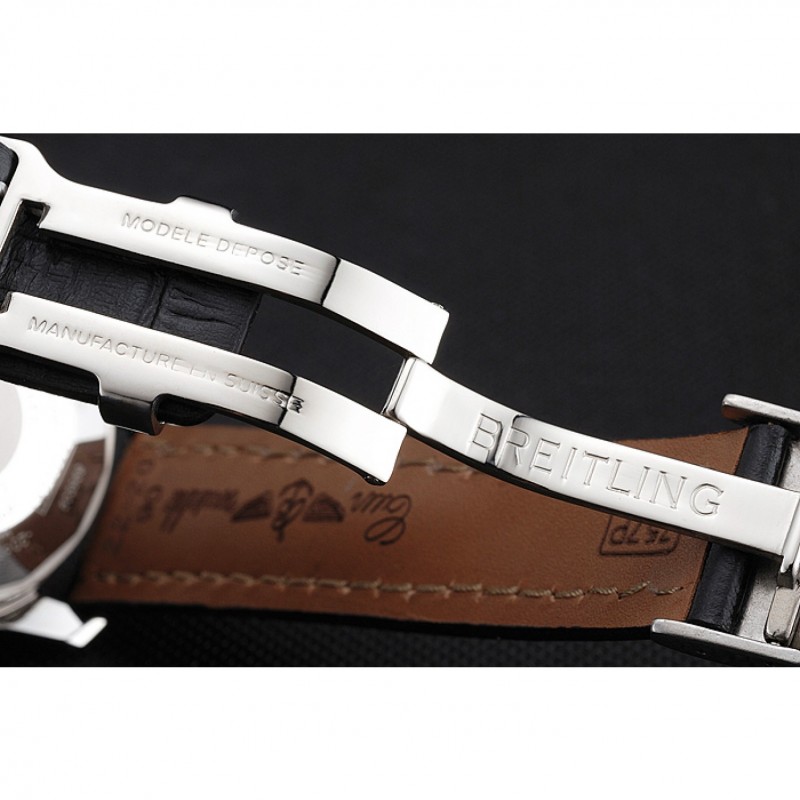 Swiss Breitling Navitimer Cosmonaute Black Dial Stainless Steel Case Black Leather Strap-7