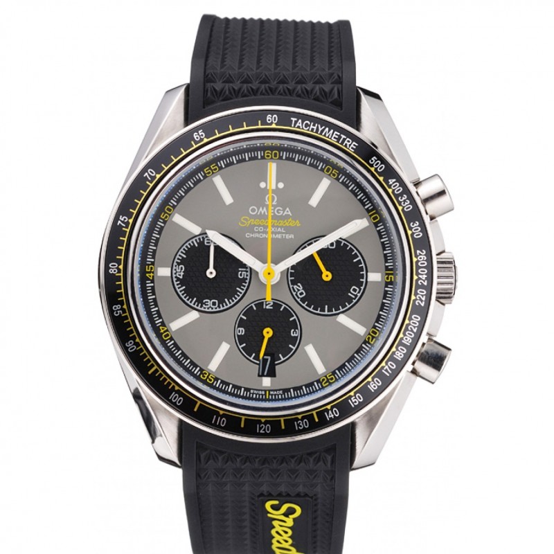 AAA Replica Watches Omega Speedmaster Racing Chronograph Grey Dial Rubber Bracelet 622540-0