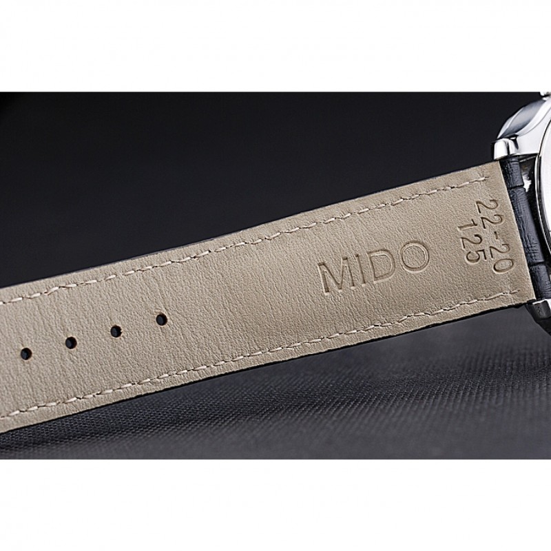 High End Replica Watches Mido Multifort Grey Dial Black Leather Strap 622179-6