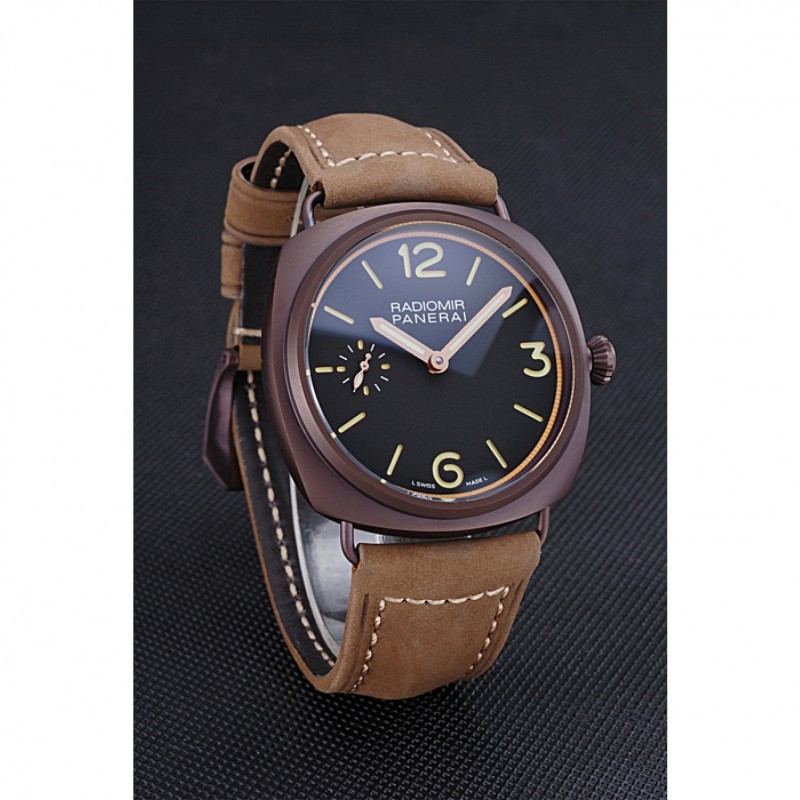 Panerai Radiomir Brown Stainless Steel Bezel Brown Leather Bracelet 622324-2