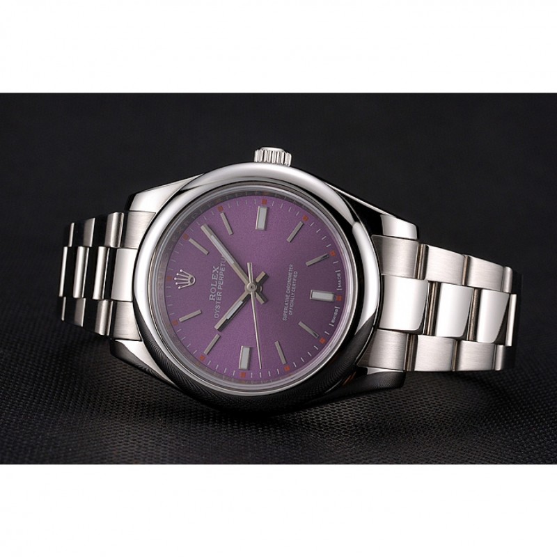 Rolex Oyster Perpetual Red Grape Dial Stainless Steel Case And Bracelet-3