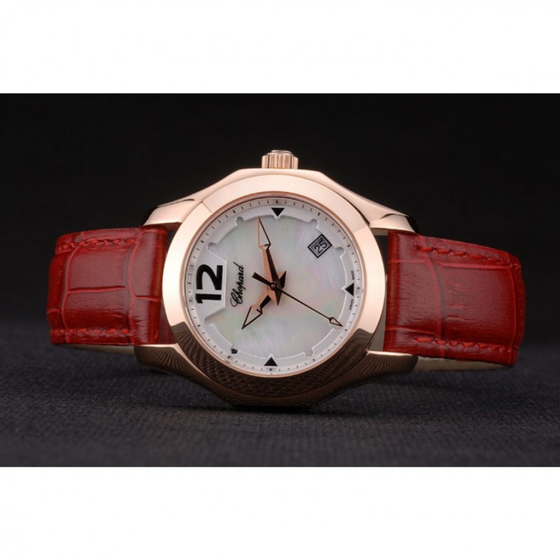 Chopard Red Leather Bracelet Watch 80276-4