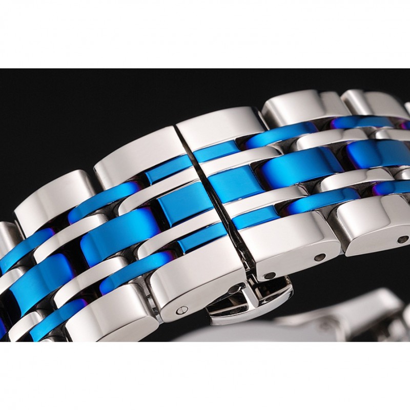Omega De Ville Moonphase Tourbillon White Dial Stainless Steel Case Two Tone Steel Blue Bracelet-5
